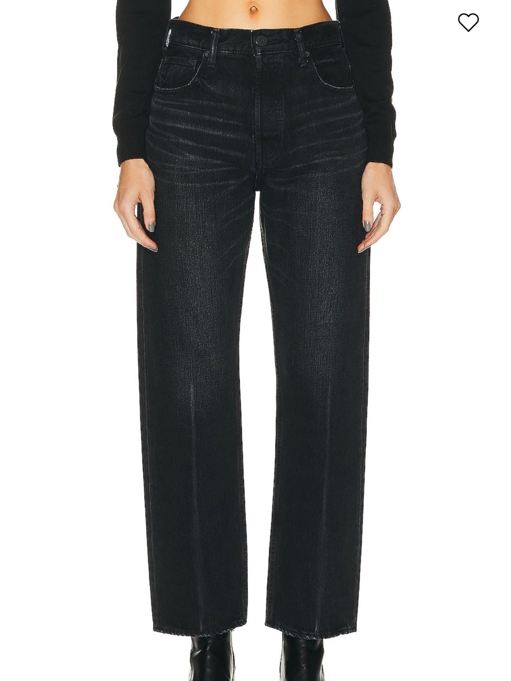 Moussy Black Straight-Leg High-Rise Jeans